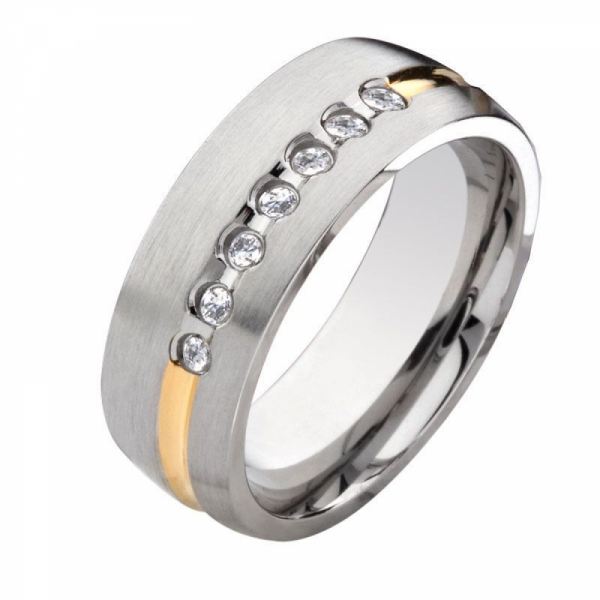 Preview: Damenring Edelstahl DE146 mit Zirkonias